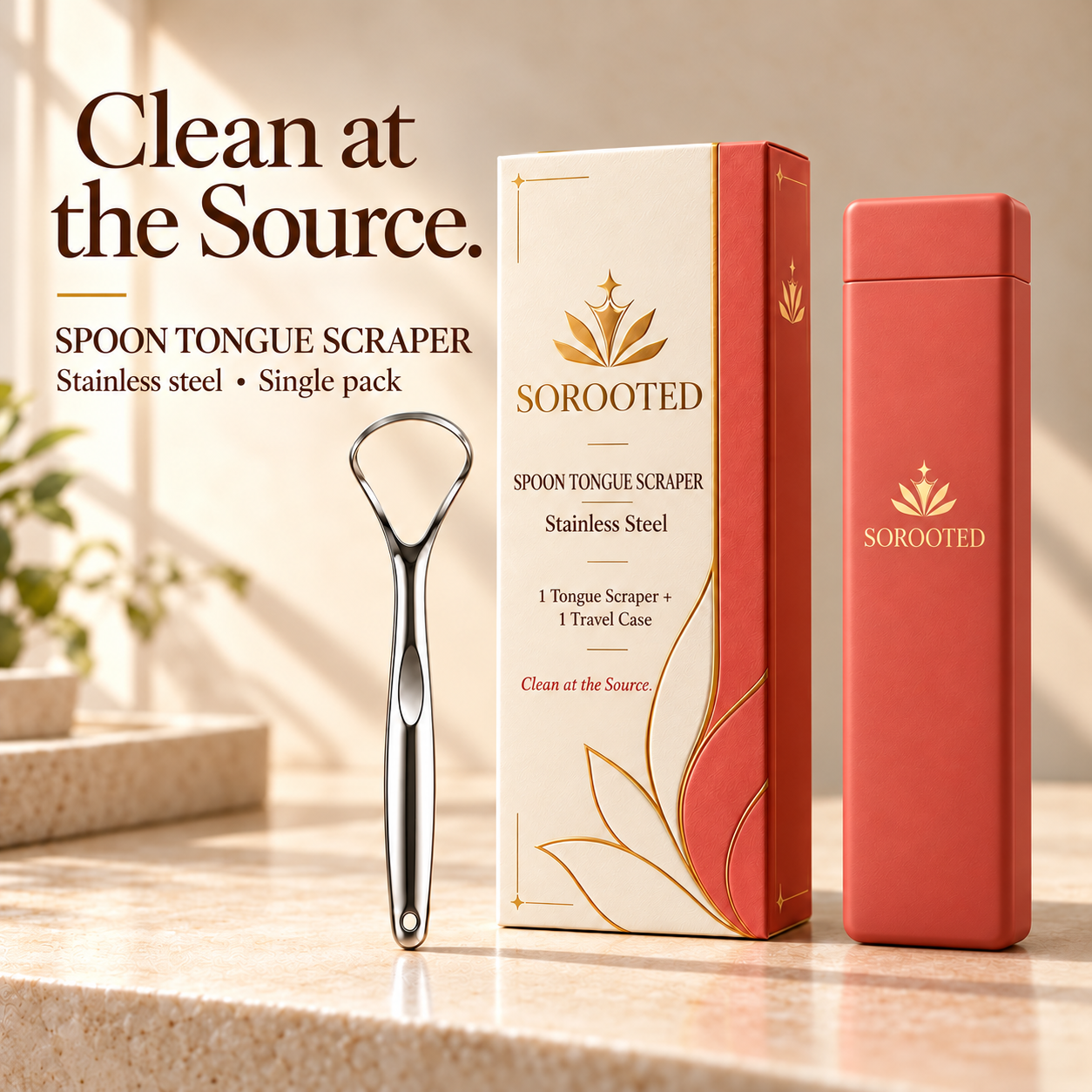 SOROOTED Spoon Tongue Scraper — signature artwork